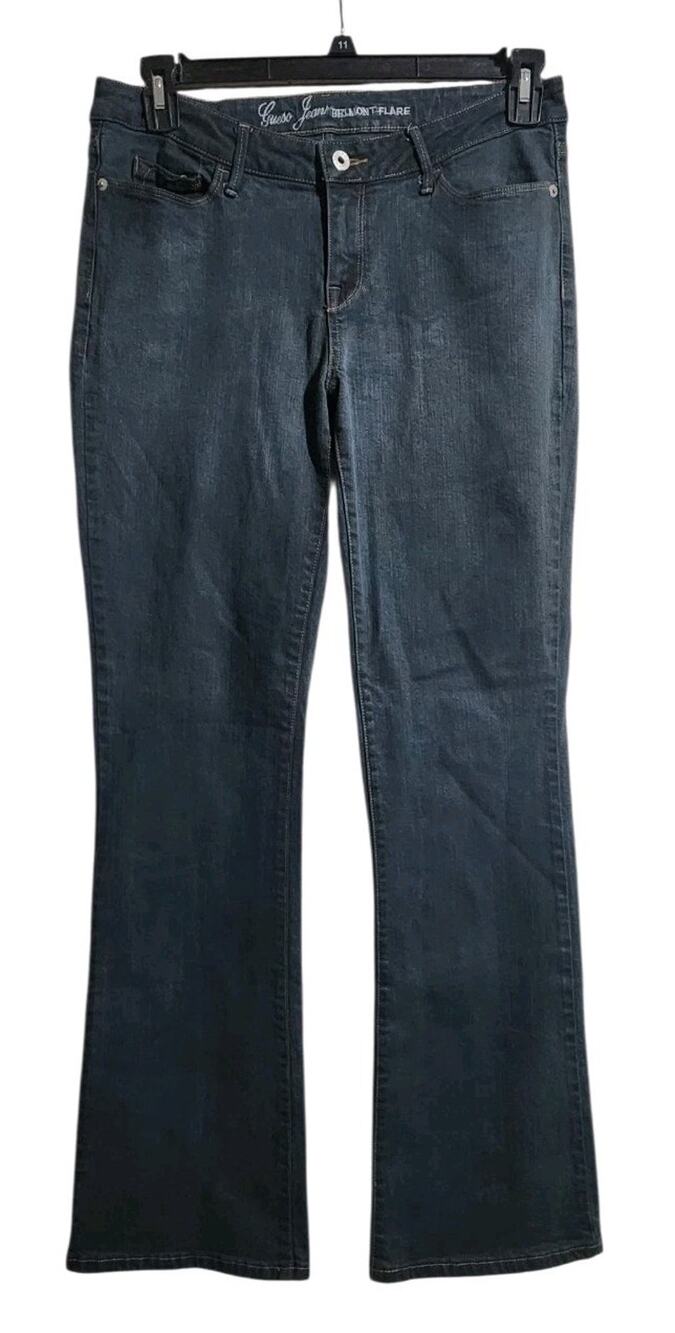 Guess Belmont Flare Women's 31 Stretch Denim Jeans Dark Wash Blue Classic Basic